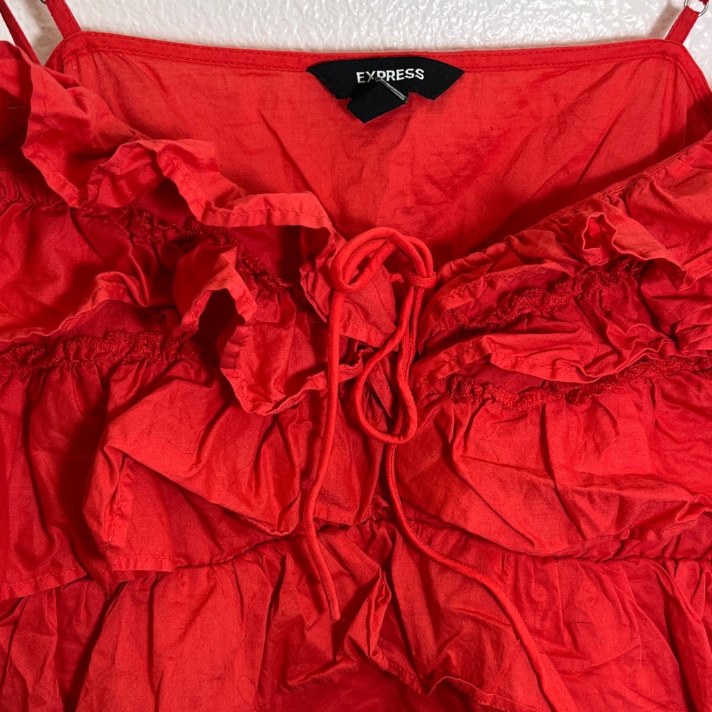 Express Vibrant Red Ruffle Tank Top - Picture 4 of 10